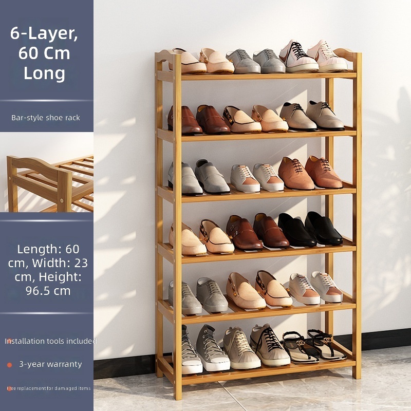 Zapatero de seis niveles marrón, de 60 cm de ancho.