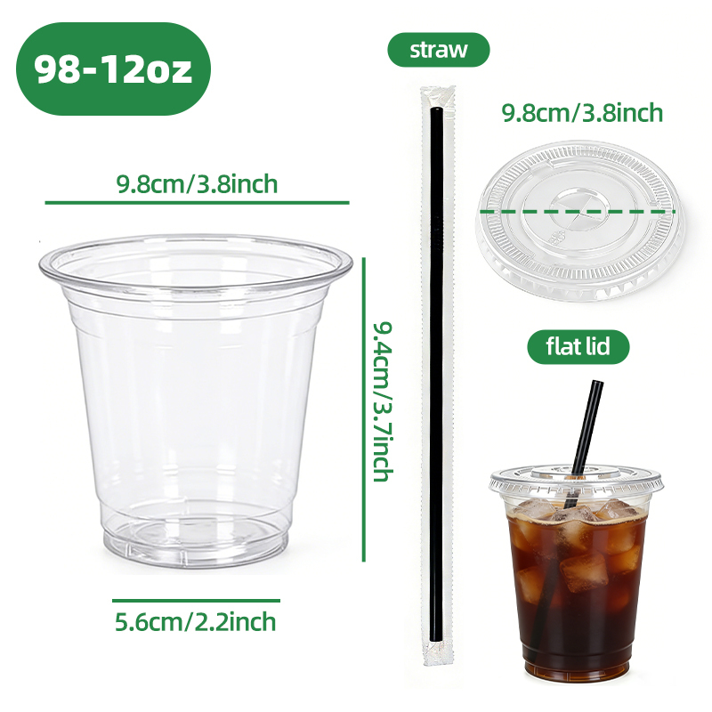 Tasse 12oz + couvercle + paille