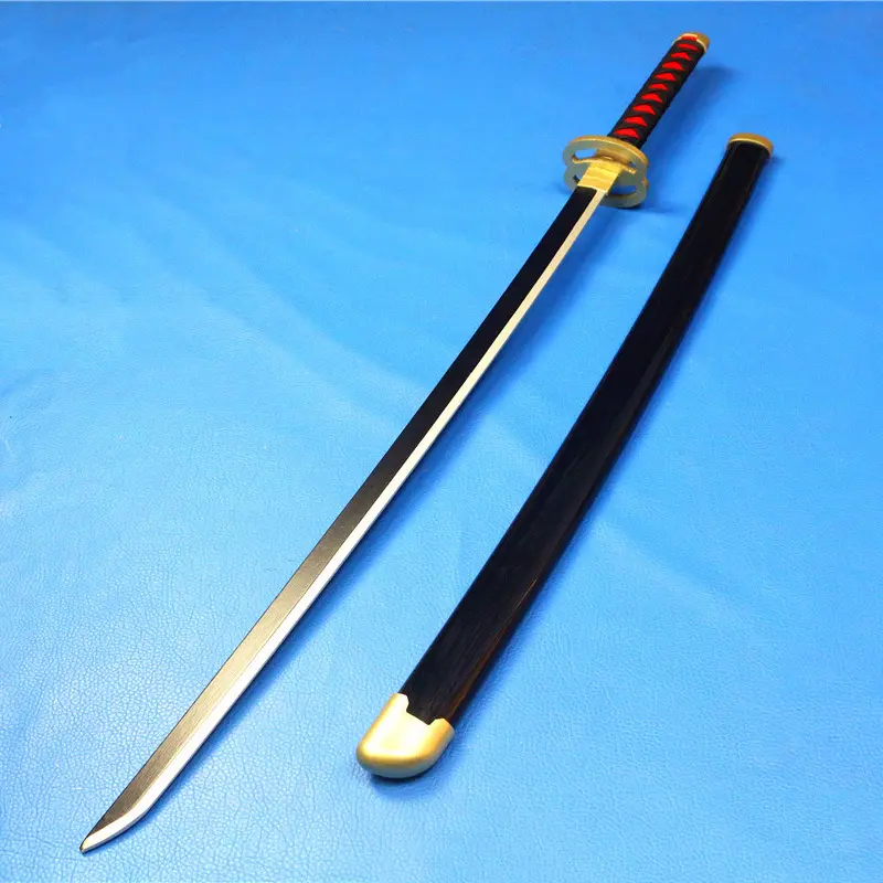 Espada katana de madera de bambú, cuchillo negro, matamoscas, Tanjiro, para otoño