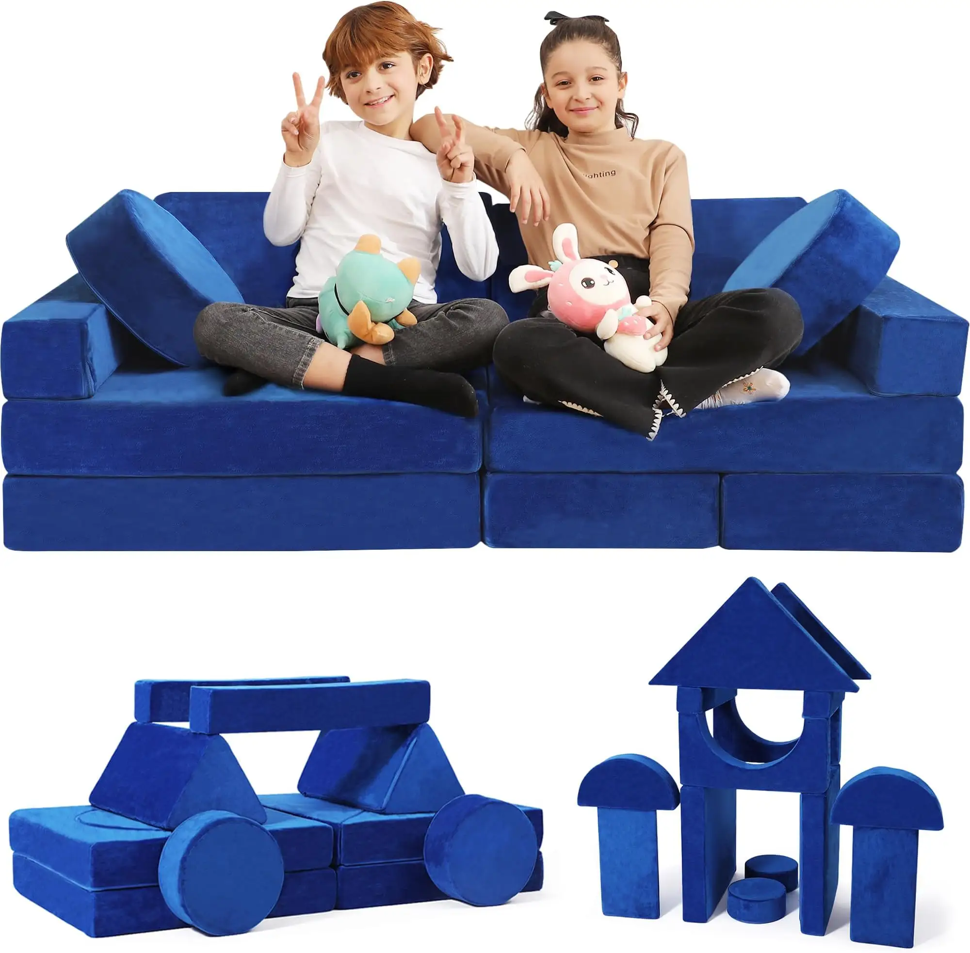 Converteerbare Sofa Kussens Van Zacht Schuim Diy Kids Couch 14 Pc Modulaire Kids Play Couch Set