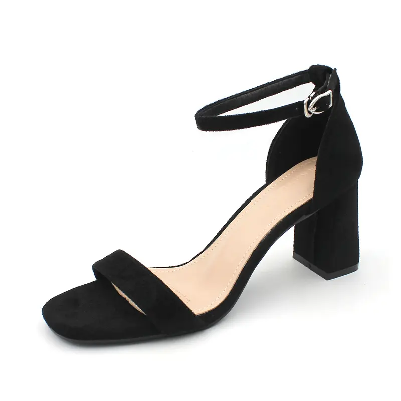 Sh10914a, zapatos elegantes de gamuza para mujer, Sandalias de tacón alto para mujer, zapatos de tacón cuadrado