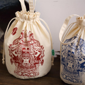 环保定制标志礼品圆底帆布棉双绳蜡烛拉绳袋带手柄 - Product Image 2