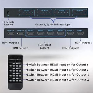 Caja separadora de interruptores HDMI1.4, 4K, HDMI, matriz 4x4, con control remoto