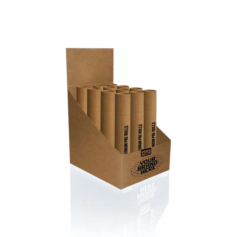 Özel ön 1 & 1/4 kral boyutu doğal konileri İnce Kraft tüp perakende paketleme karton kutu