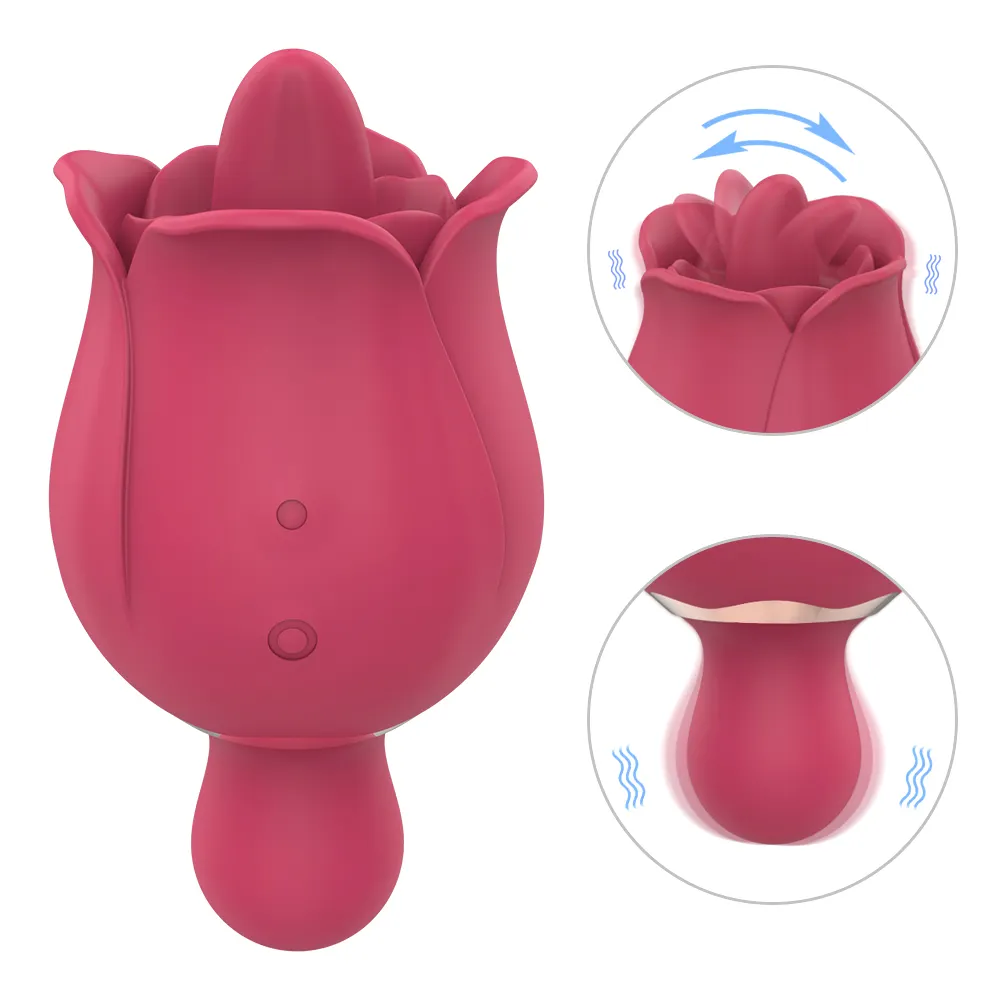 Großhandel Rose Vibrator 9 Shake Modelle und Zungen lecken Modi Rose Vibrator Massage gerät Masturbation Clitoris Rose Vibrator
