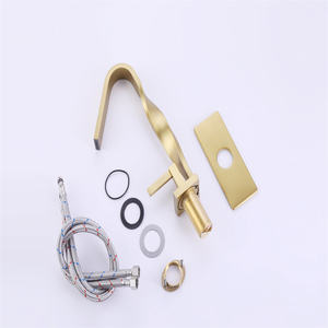 Vòi Nước Phòng Tắm Một Lỗ Gắn Sàn Hiện Đại Vòi Chậu Rửa Phòng Tắm Màu Vàng Đồng Thau Màu Trơn - Product Image 2