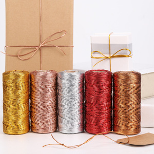 Diameter 1.5 mm Gold Silver Non <strong>Elastic</strong> <strong>String</strong> Metallic <strong>Tag</strong> Pin Thread Wrapping Cord Band Ribbon for Gift Box Packing - Product Image 4