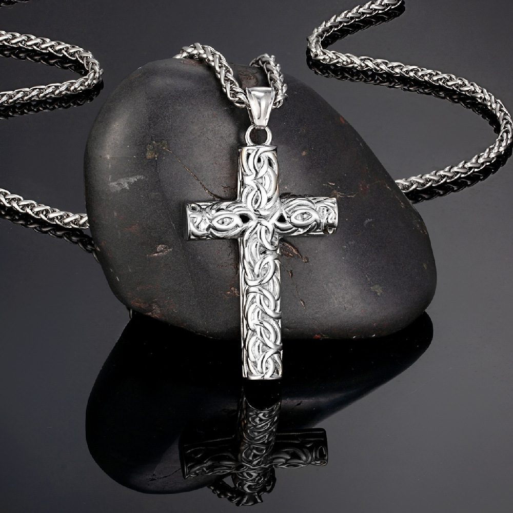 Steel-colored stainless steel necklace