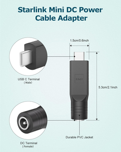 For Starlink Mini Cable Adapter DC to USB Type C Converter <strong>Input</strong> 20V Power Adapter Work with 100W PD <strong>Source</strong> Black - Product Image 3