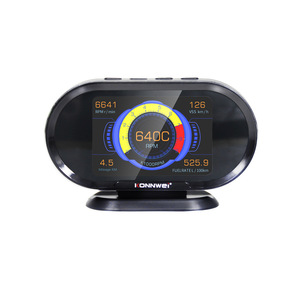 OBD2デジタルカースキャナーオンボードコンピュータLCDディスプレイ燃料消費速度計水温ゲージディーゼルコードリーダー - Product Image 1