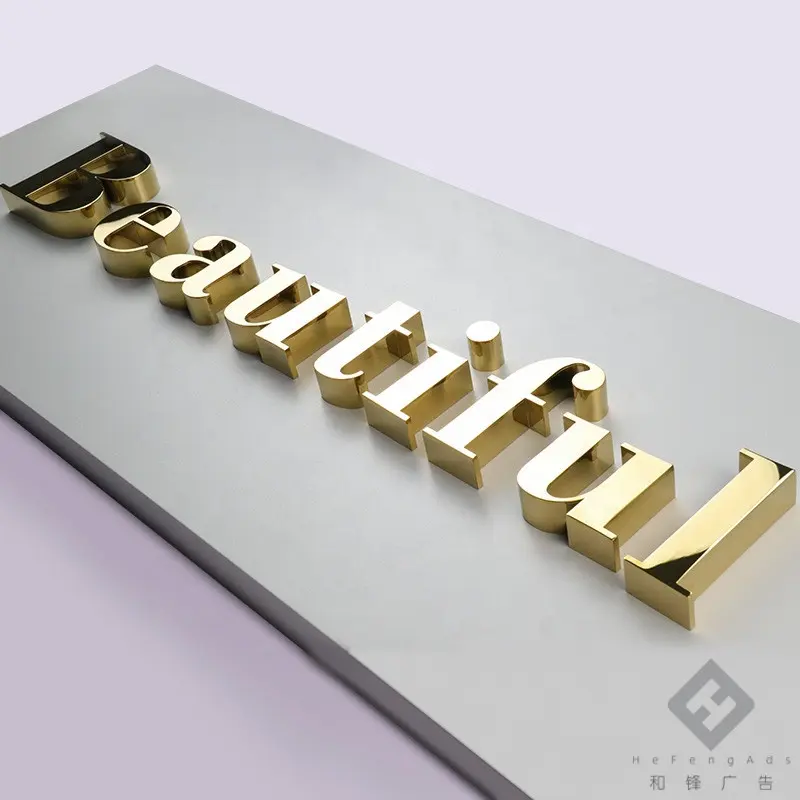 Подгонянное титановое золото зеркало из нержавеющей стали канальное письмо знак 3d металлическое письмо