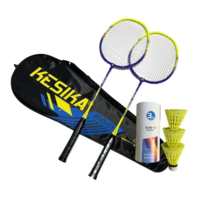 Set raket Badminton logam campuran Aluminium, game dalam ruangan Logo kustom