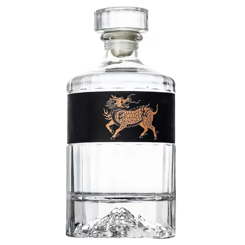 Bouteilles en verre de whisky de 500ml avec logo personnalisé de marque KDG Bouteille en verre d'emballage de liqueur transparente pour vodka de liqueur