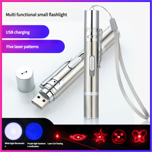 Gatto Laser giocattolo USB ricarica luce LED puntatore torcia ricaricabile UV torcia penna 5 modelli penna Laser giocattoli interattivi per gatti - Product Image 6