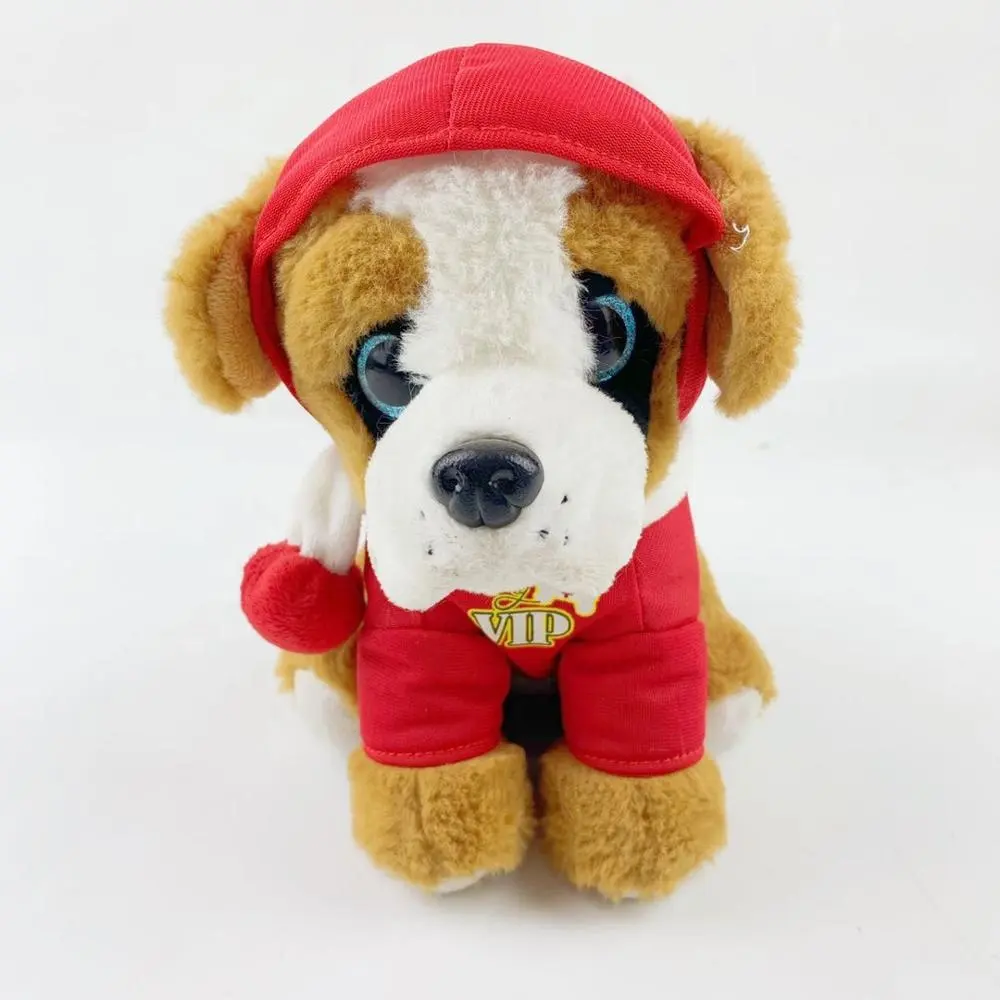 Mainan mewah kustom Hoodie merah boneka anjing & mainan mewah hewan lembut mainan mewah untuk anak-anak