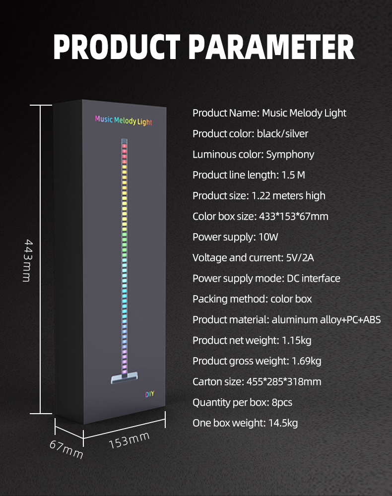 122cm Nordic Modern Decorative Portable Outdoor Music Melody Light Remote Controlled LED Light RGB Indoor Corner Floor Lamp