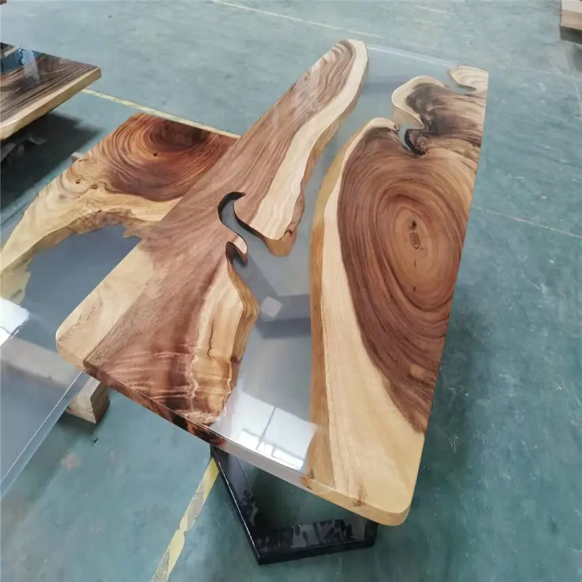 नई डिजाइन 10 सीटों वाले अखरोट की लकड़ी शीर्ष स्टेनलेस स्टील पैर खाने की मेज सेट