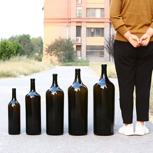 Wholesale 1-15L Extra Large Red <strong>Wine</strong> Bottles 500ml Capacity Round Colored Glass with Empty Lids Water Tequila Storage Packing - Product Image 2