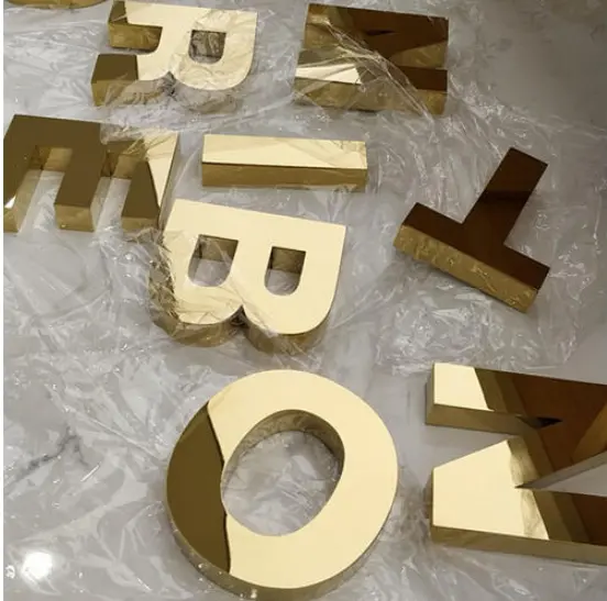 Fabbrica personalizzato specchio in acciaio inox lettere 3D segnaletica aziendale Lobby interna segno commerciale in metallo lucidato lettere