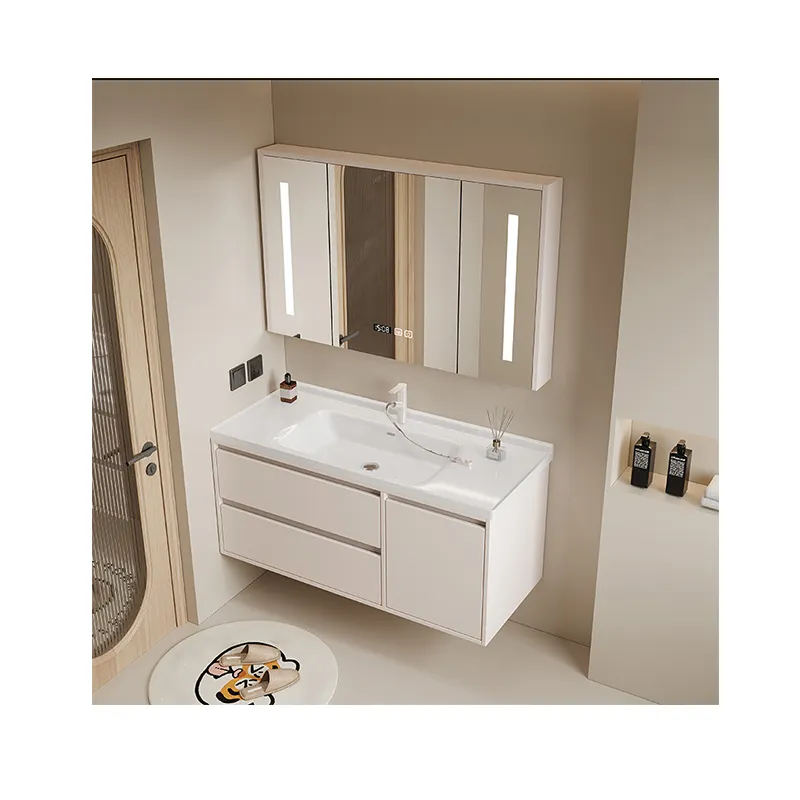Longue durée de vie miroir de salle de bain le plus vendu avec lumière LED et armoire pour salle de bain moderne