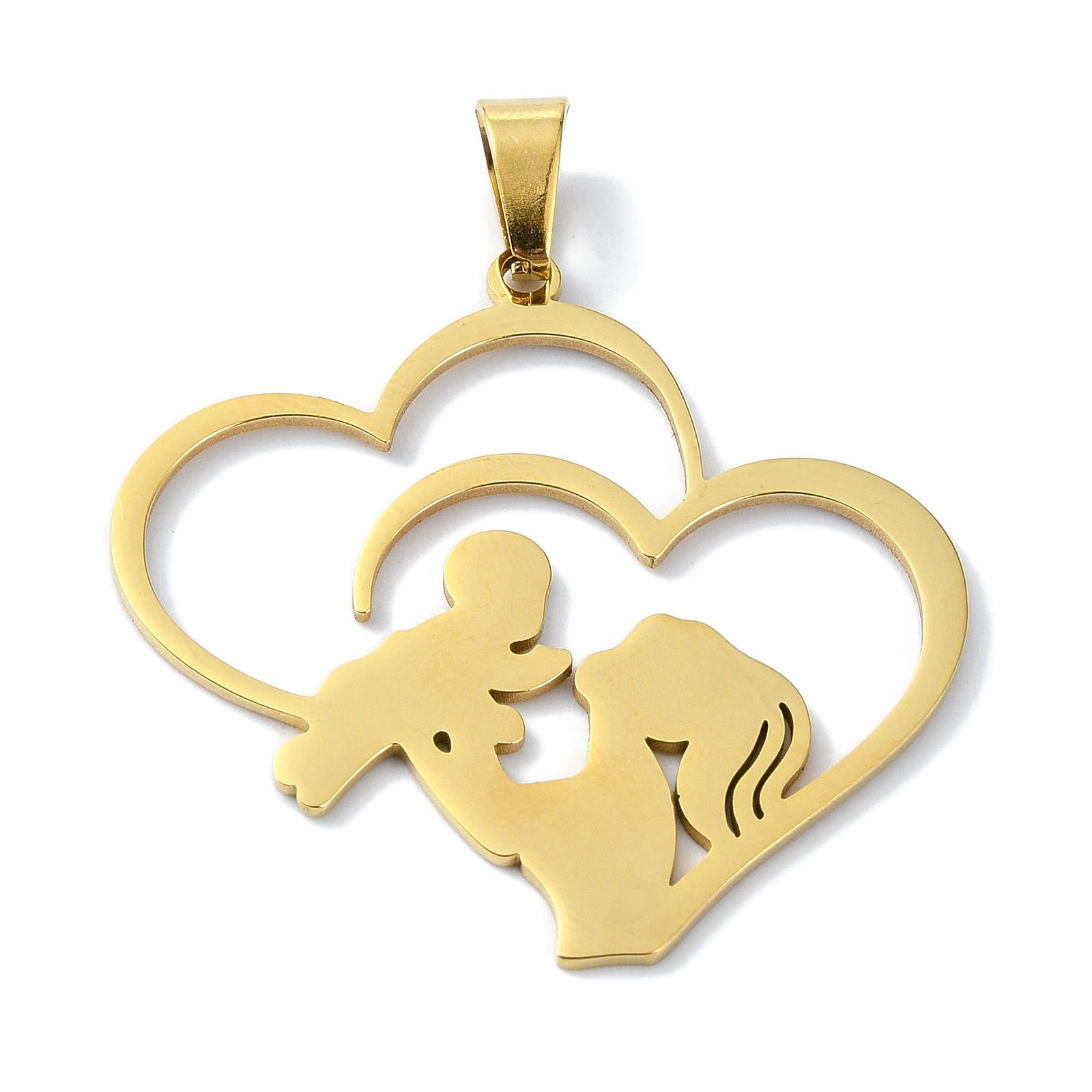 Corazón con Madre e Hijo Dorado STAS-C097-12G