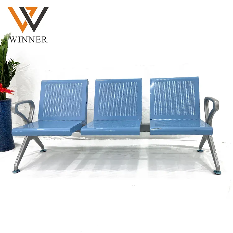 Üç kişilik bağlantı demir kamu havaalanı oturma sandalyesi Metal banklar alanı tezgah bekleme odası oturma