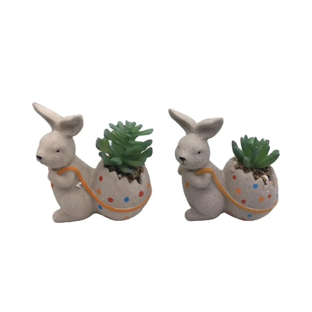 Decoração de casa animais de cerâmica vaso de flor plantador de vasos de cactos suculentas pot interior ornamento coelho bonito