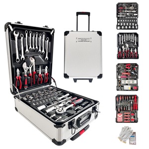 带拉式行李箱和铝盒的工具包4层硬件组合工具 - Product Image 1
