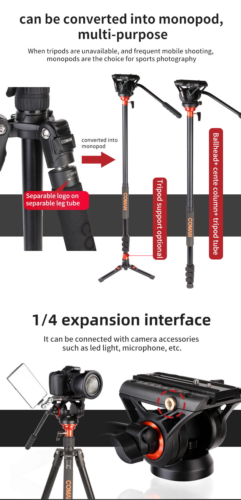 Coman DF06Q5S Video Tripod