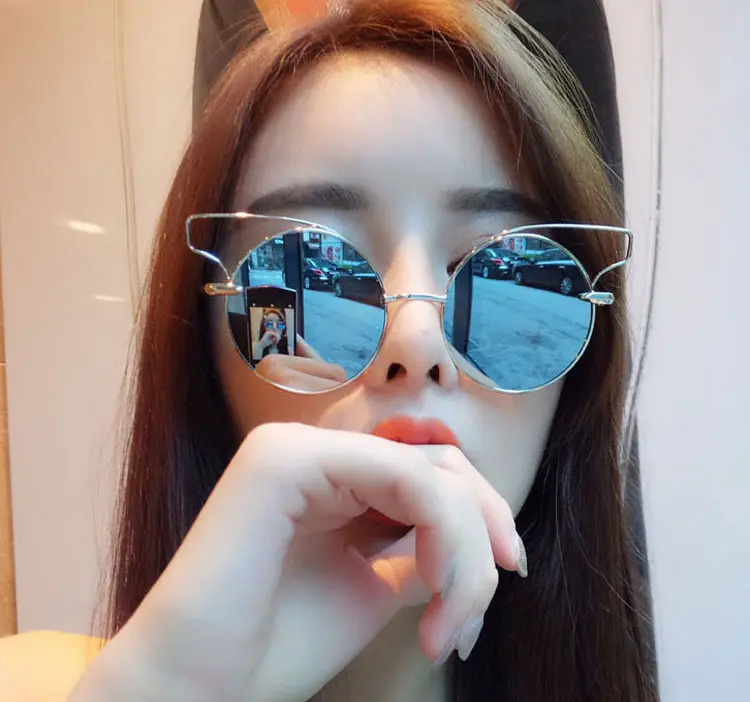 여성 선글라스 라운드 편광 금속 중공 선글라스 UV400 보호 8 색 야외 안경 Gafas 드 졸
