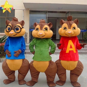Funtoys <span class=keywords><strong>Alvin</strong></span> ve yetişkin maskot kostüm chipmfancy fantezi karikatür karakter parti elbise için sincaplar sincap