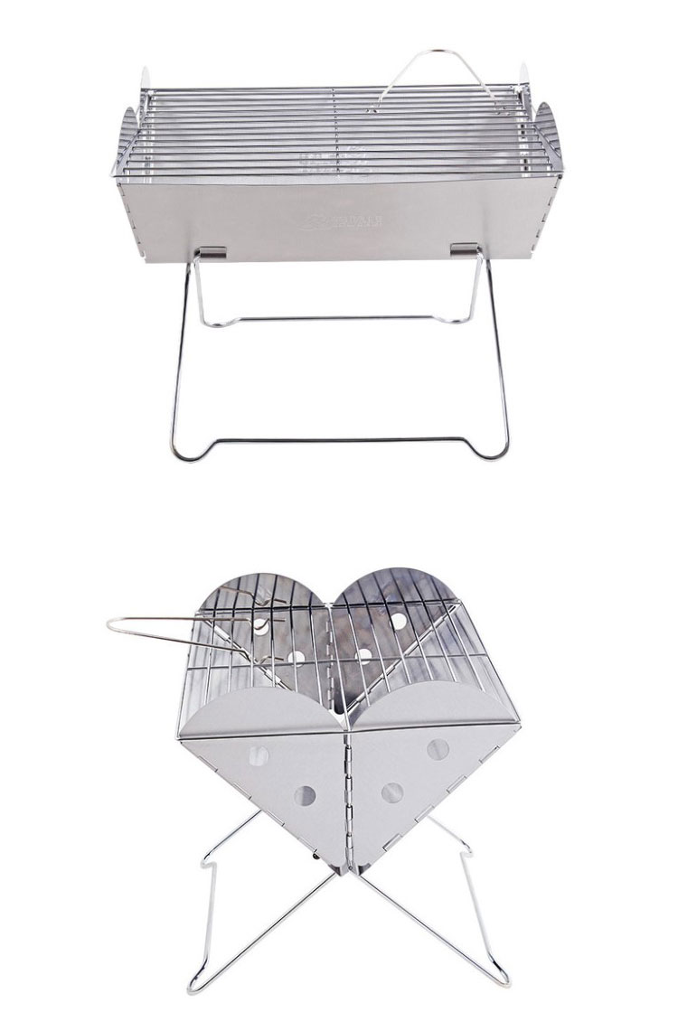 Outdoor camping stainless steel grill wood stove X folding portable BBQ grill