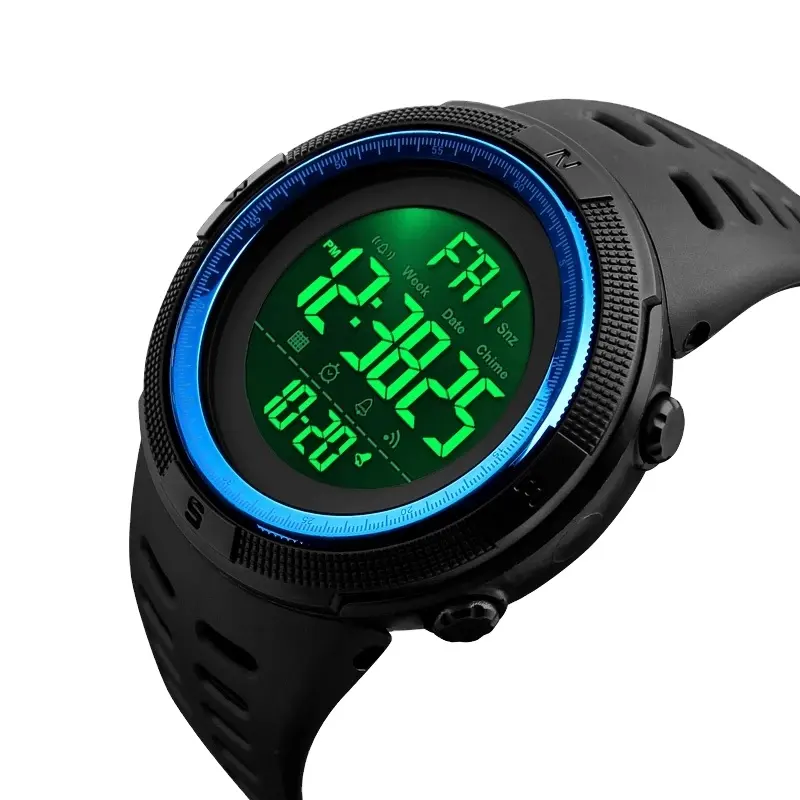 SKMEI-Reloj de pulsera Digital para hombre, pulsera deportiva multifuncional con LED Digital de 1251 horas, resistente al agua hasta 50M, 12/24