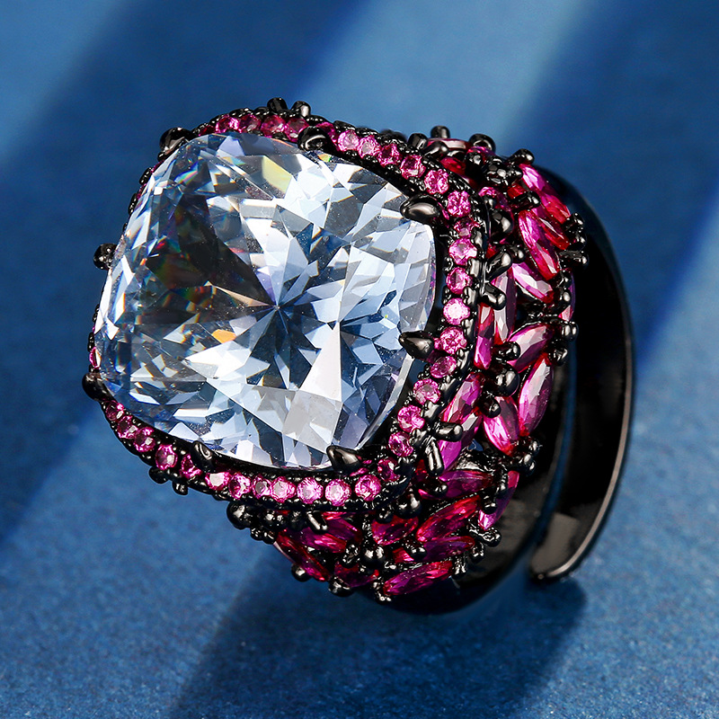 adjustable size Black Gold White Blue plated ring