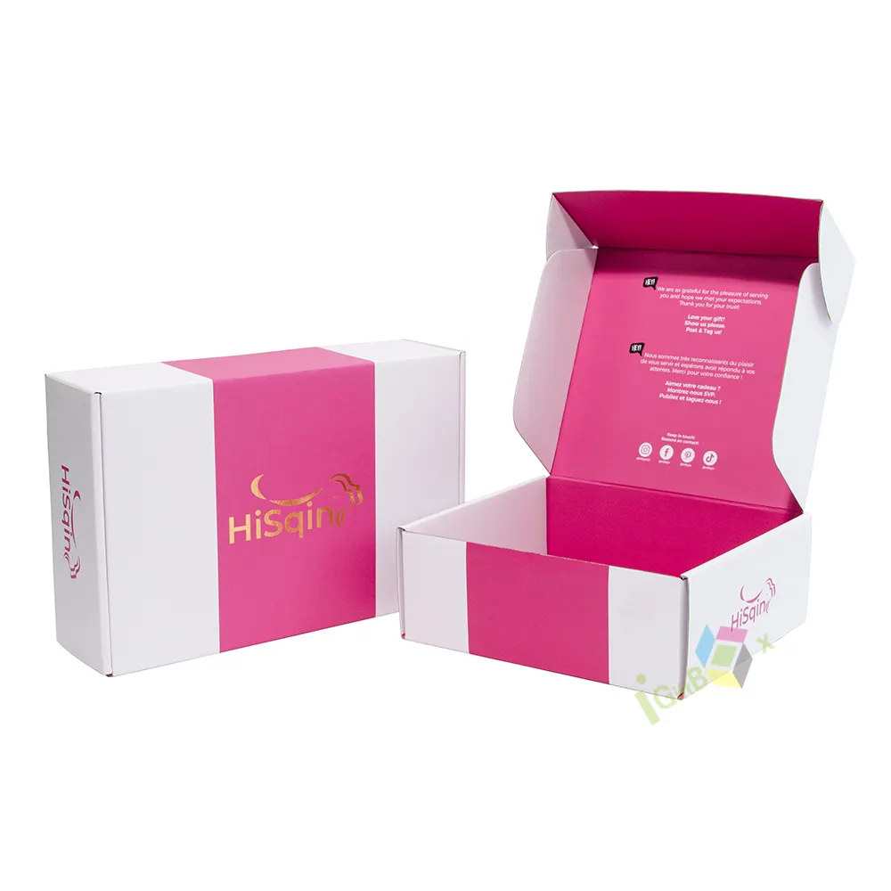 Oem Fábrica Logotipo Personalizado Color Rosa Cosméticos Corrugado Embalaje Mailer Caja de Envío Caja de Papel Con Garantía de Calidad