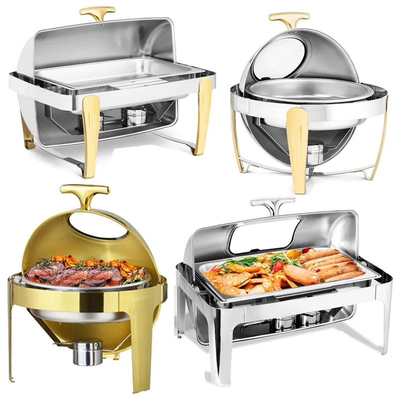 Dubai Günstiger Preis Oblong Chafing Dishes Buffet Gold De Lux Serviert eller Chafing Dish für Catering