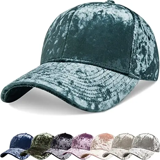 Gorra de béisbol de terciopelo personalizada para mujeres y hombres, sombrero de papá liso iridiscente triturado, sombreros de Polo Hip Hop sin estructura Con ajustable
