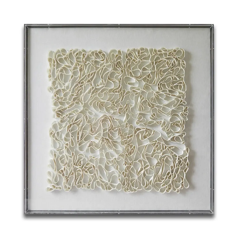 Hot Selling White Handmade Paper Abstract Acrylic Framed 3D Wall Art for Living Room