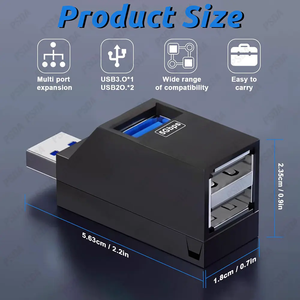 PSDA 3 พอร์ต USB Hub Splitter สําหรับแล็ปท็อป USB Expander USB หลายอะแดปเตอร์สําหรับเมาส์ 3.0 * 1 ฮับ 2.0 * 2 ฮับเครื่องพิมพ์แฟลชไดรฟ์ - Product Image 3