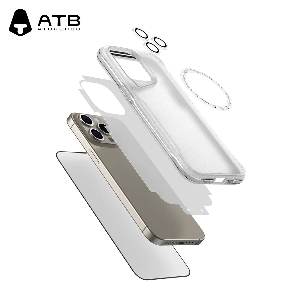 ATB для iPhone 15 Мобильные аксессуары 6 в 1 HD закаленное стекло матовый чехол для телефона Камеры Len анти-отпечатков пальцев Набор для Iphone 15