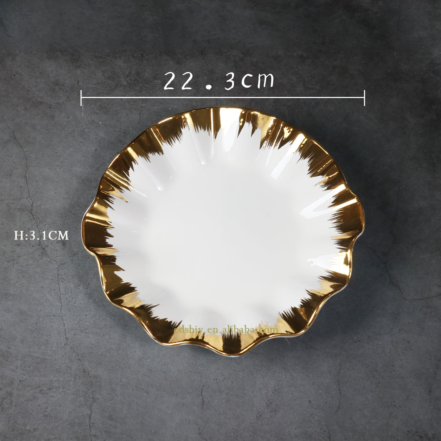 Gold-plated edge 9inch lotus leaf plate