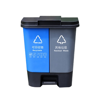 Mutfak çöp kutusu ayakta plastik çöp tenekesi pedalı geri dönüşüm sınıflandırılmış çöp kovası çift çöp tenekesi kapaklı