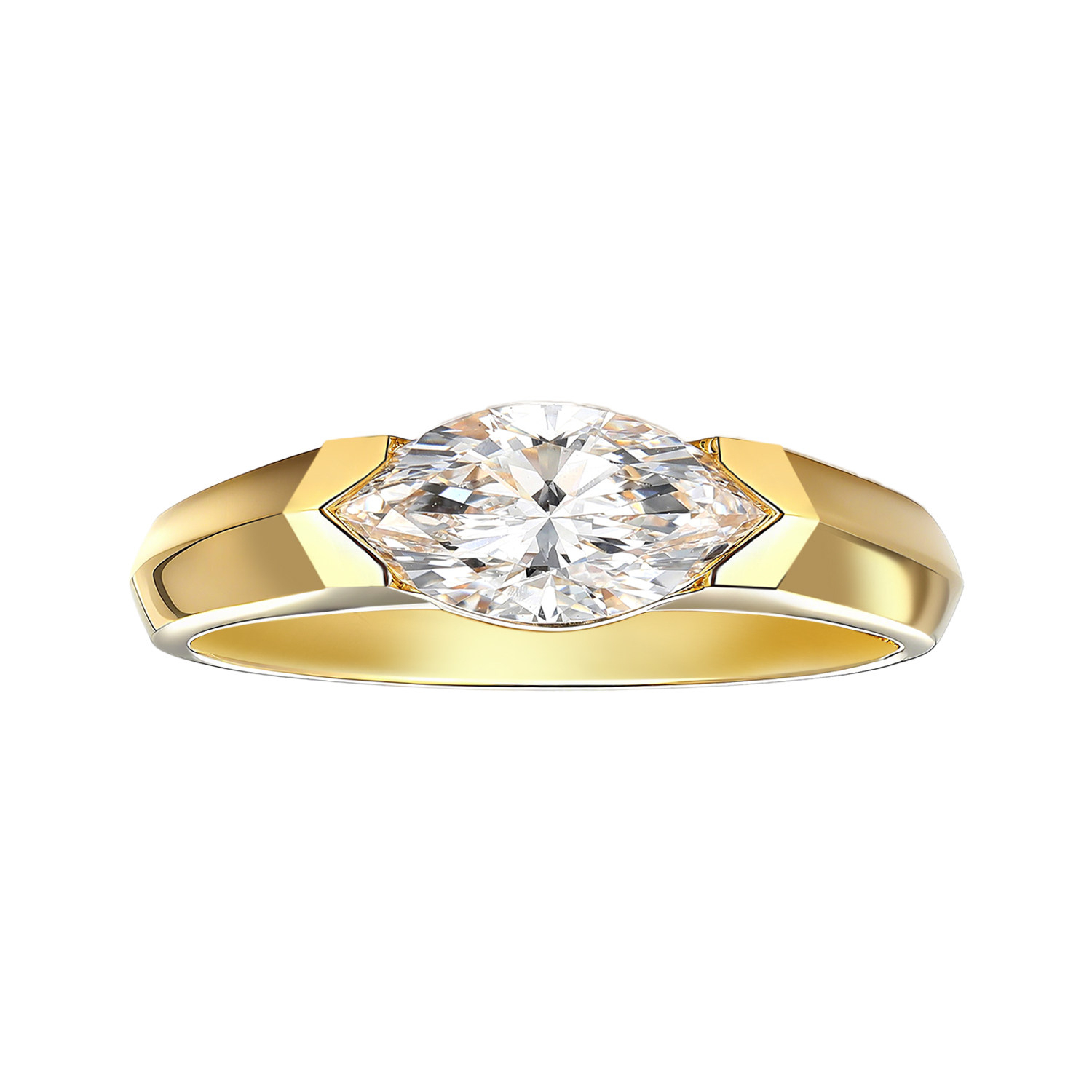 Anello in oro 14K con taglio marquise da 80 carati