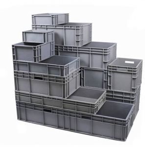 Caja de palés reutilizable bloqueable de HDPE de alta resistencia, cajas plegables apilables de plástico plano sólido de gran tamaño para almacenamiento multiusos - Product Image 4