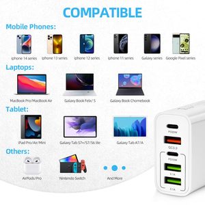 HYTO 65w Pd Fast Charger Eu Us Uk 2 Type-c 3 <strong>Usb</strong> Port <strong>Multiple</strong> <strong>Output</strong> <strong>Adapter</strong> Mobile Phone Travel Wall Charger for Macbook - Product Image 6