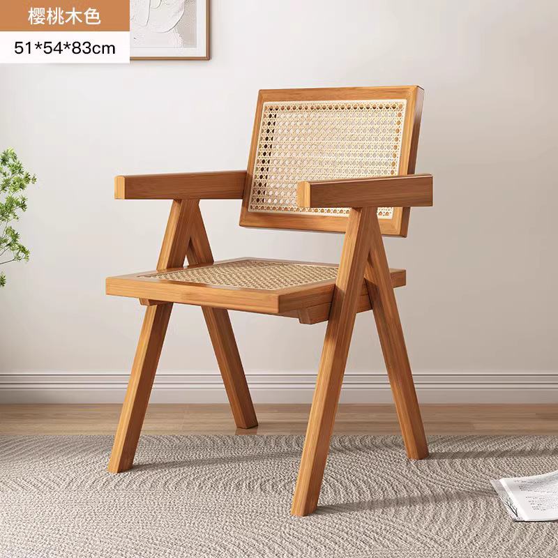 Cherry wood rattan cushion