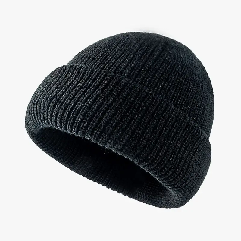 Autumn and Winter Knitted Hat Solid Color Thickened Warm Wool Wrapped Cold Hat Casual Men's and Women's Pullover Hat