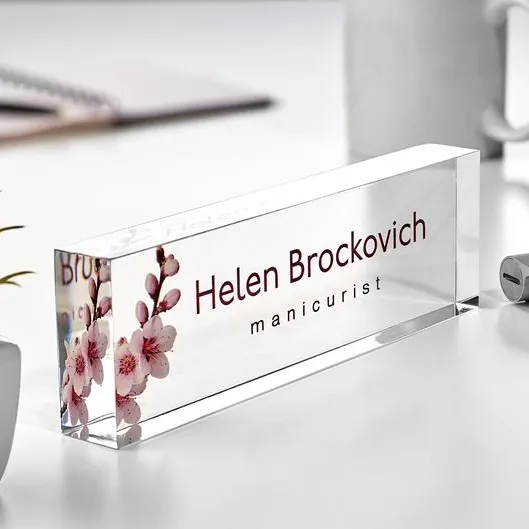 Personalized Name Plate, Acrylic Desk Name Block, Custom Engraved Name Sign - Custom Logo or Text