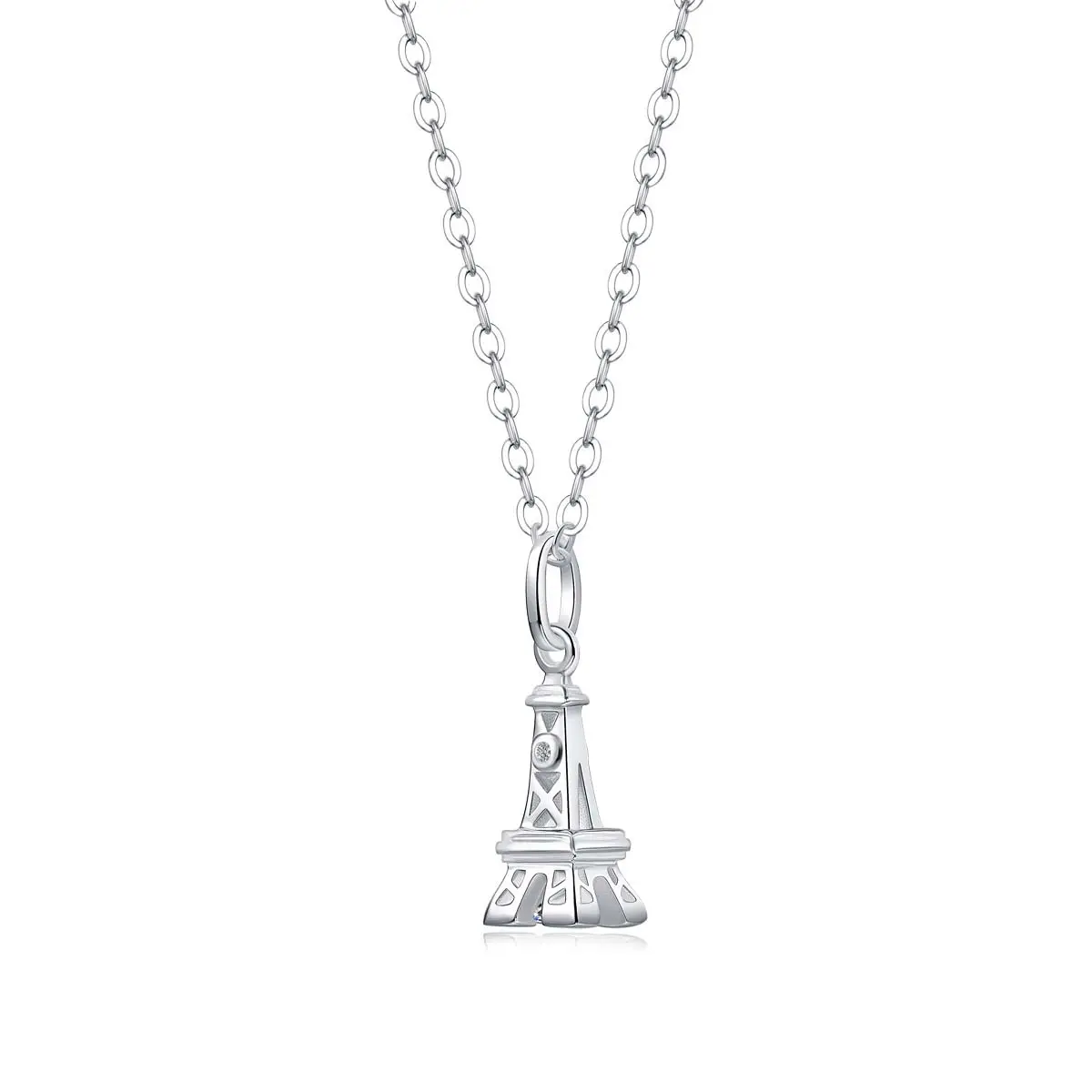 Collar de moissanita De La Torre Eiffel para mujer, joyería de plata de ley 925, cadena con colgante de 40-45cm