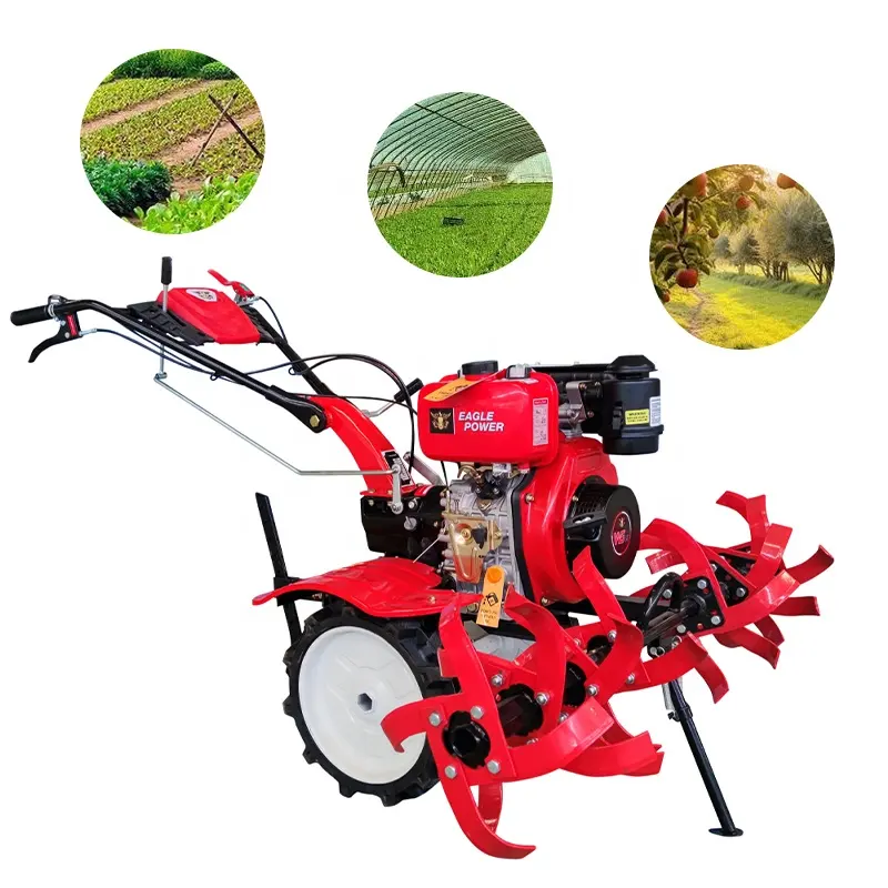 Portable Small Plough Machine Cultivator Gasoline and Diesel Engine Mini Self propelled Power Tiller Rotary Cultivator